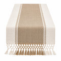 Camino de Mesa Beige con Flecos Decorativos