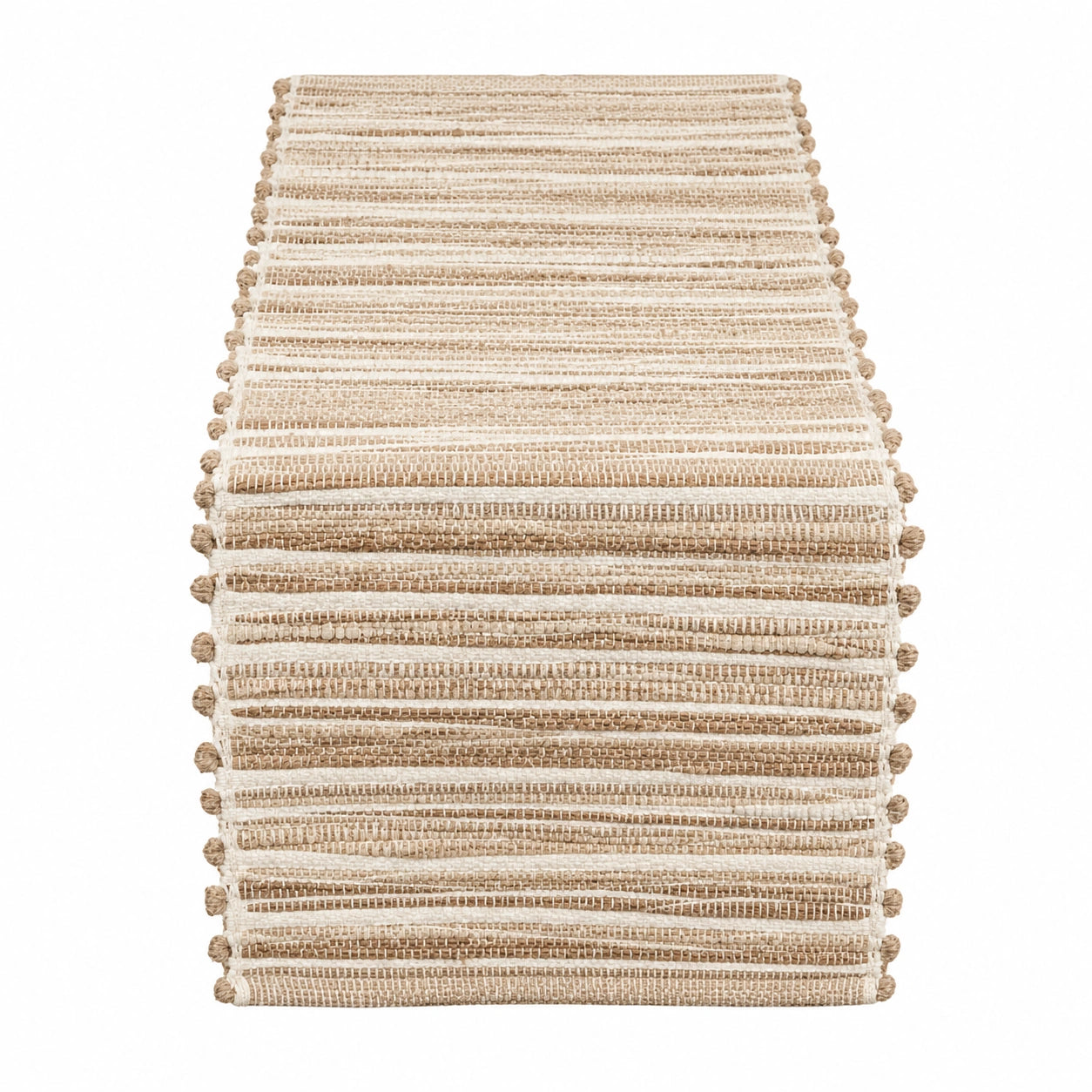 Camino de mesa tejido a rayas beige, 180x35cm