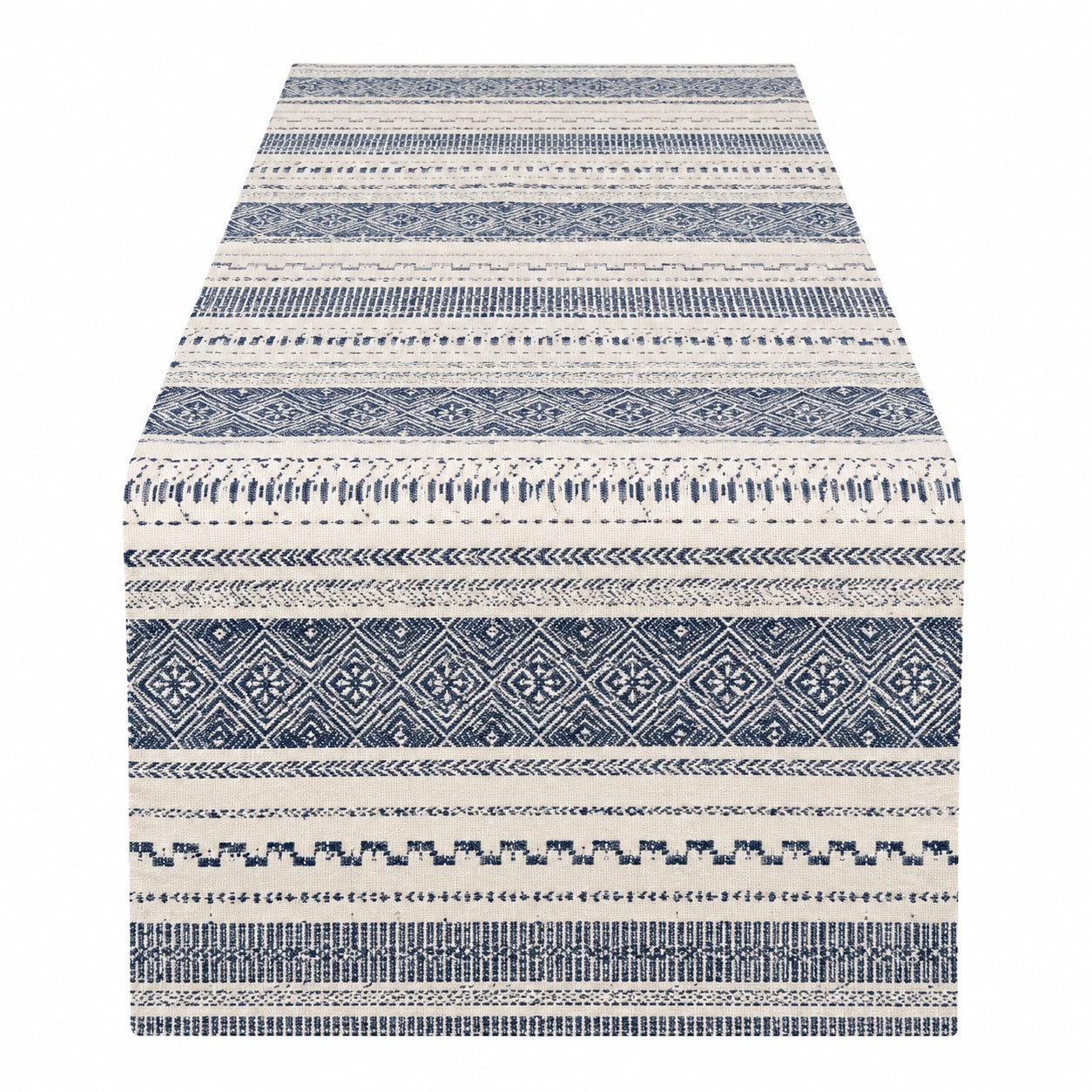 Camino de Mesa Geométrico Azul y Beige 180x35cm