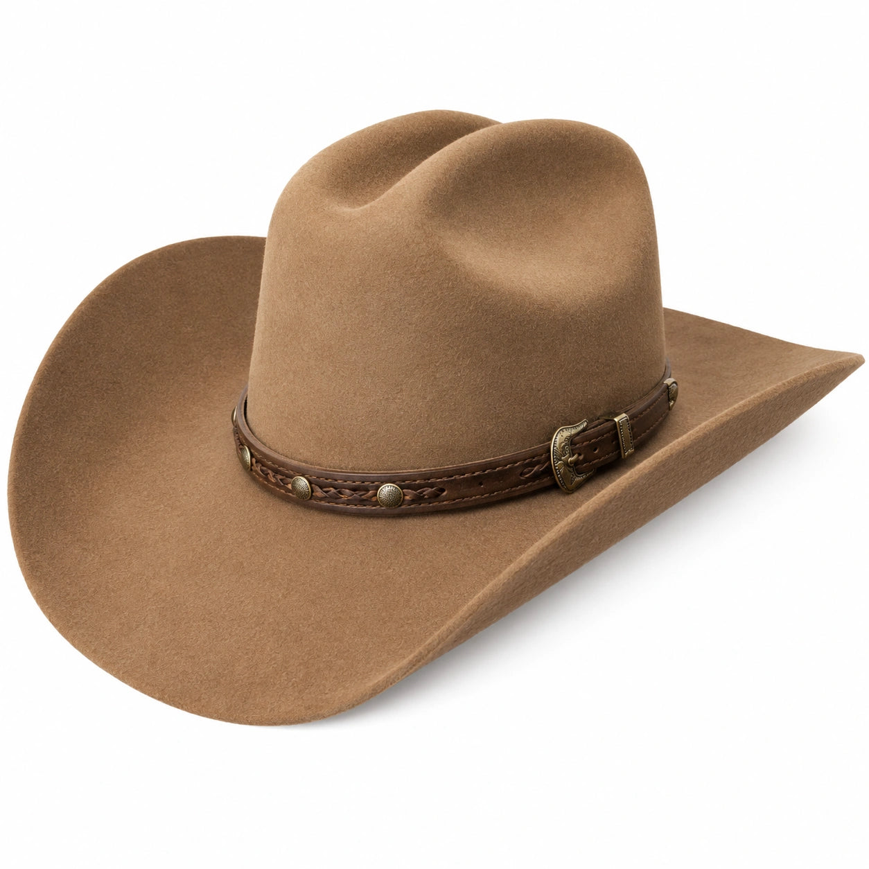 Sombrero Vaquero de Ala Ancha Marrón con Cinta Decorativa