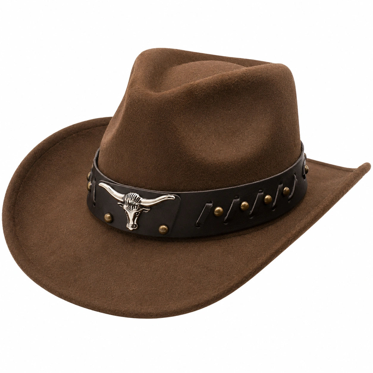 Sombrero Vaquero Marrón con Adorno de Toro