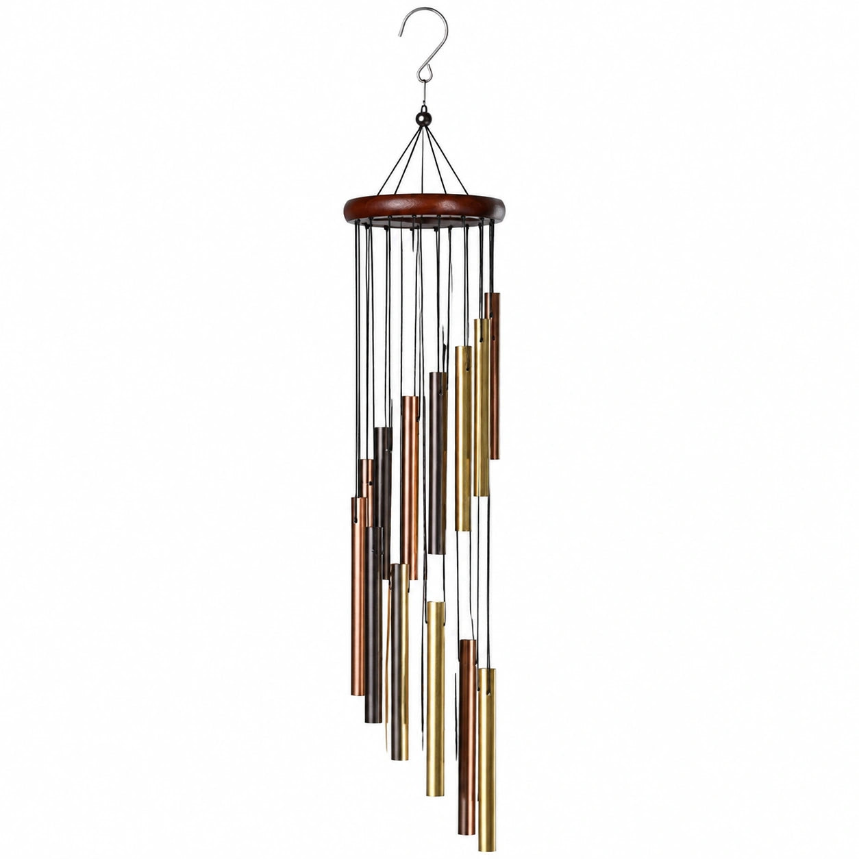 Campana de Viento de Tubos Metálicos para Exterior en Dorado y Cobre