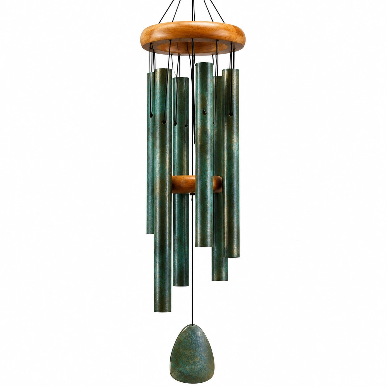 Campana de Viento Verde para Exterior con Tubos Metálicos