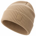 Gorro de punto grueso beige térmico para invierno