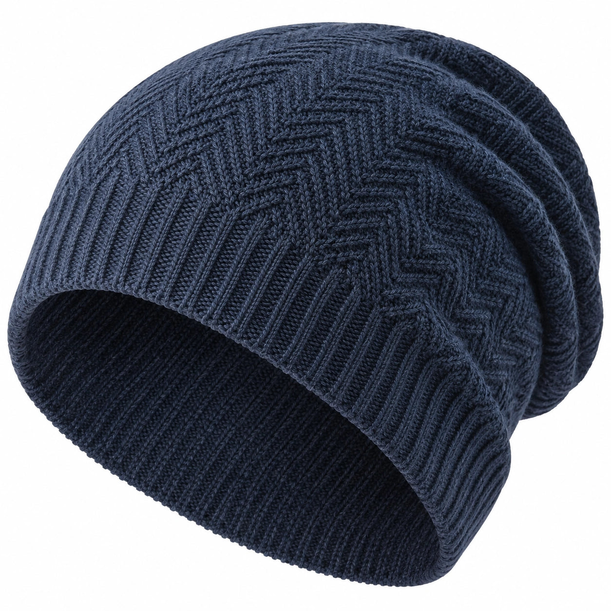 Gorro de Punto Chevron Azul Oscuro para Adultos