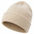Gorro de Punto Acanalado Beige Unisex