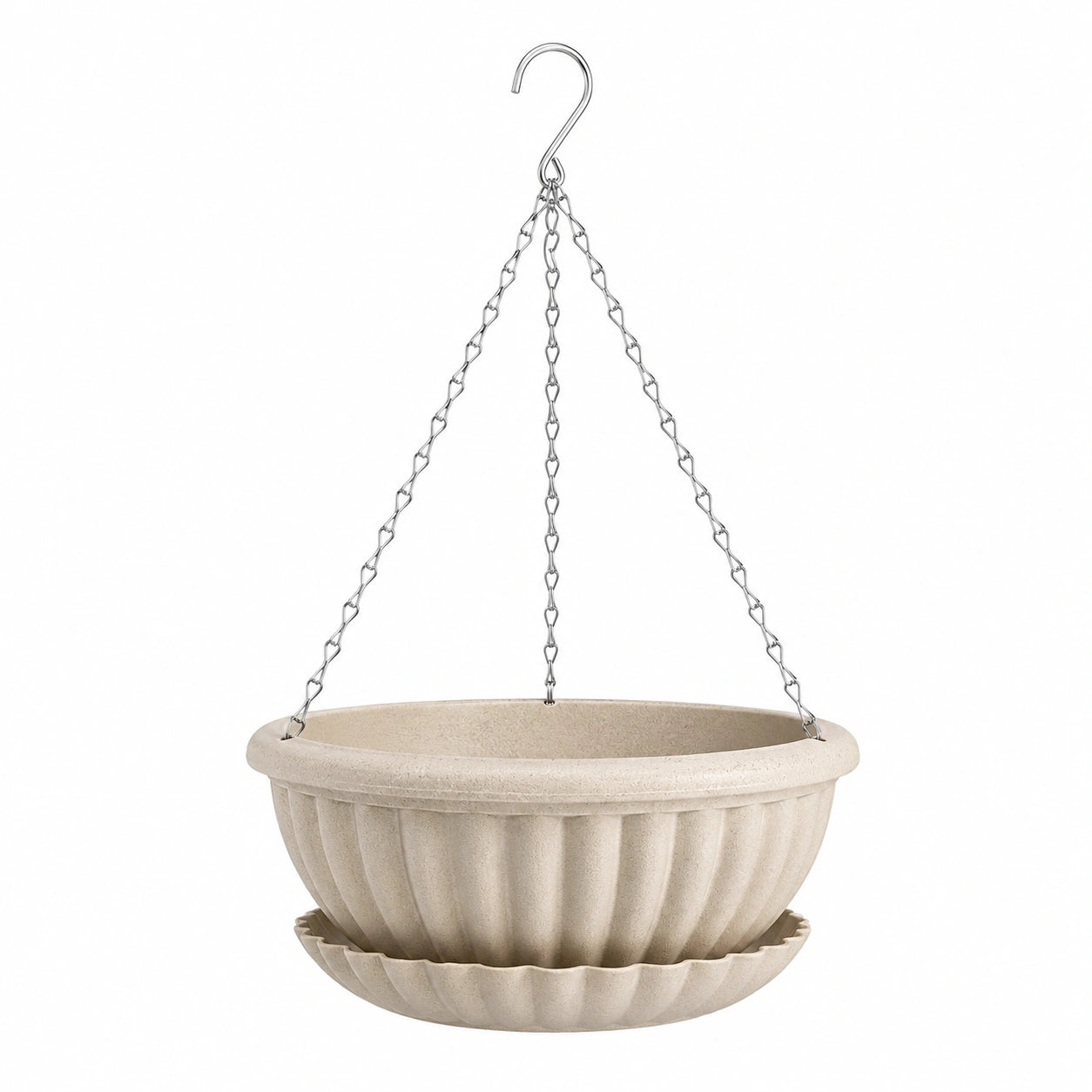 Maceta Colgante Beige con Cadena de Metal