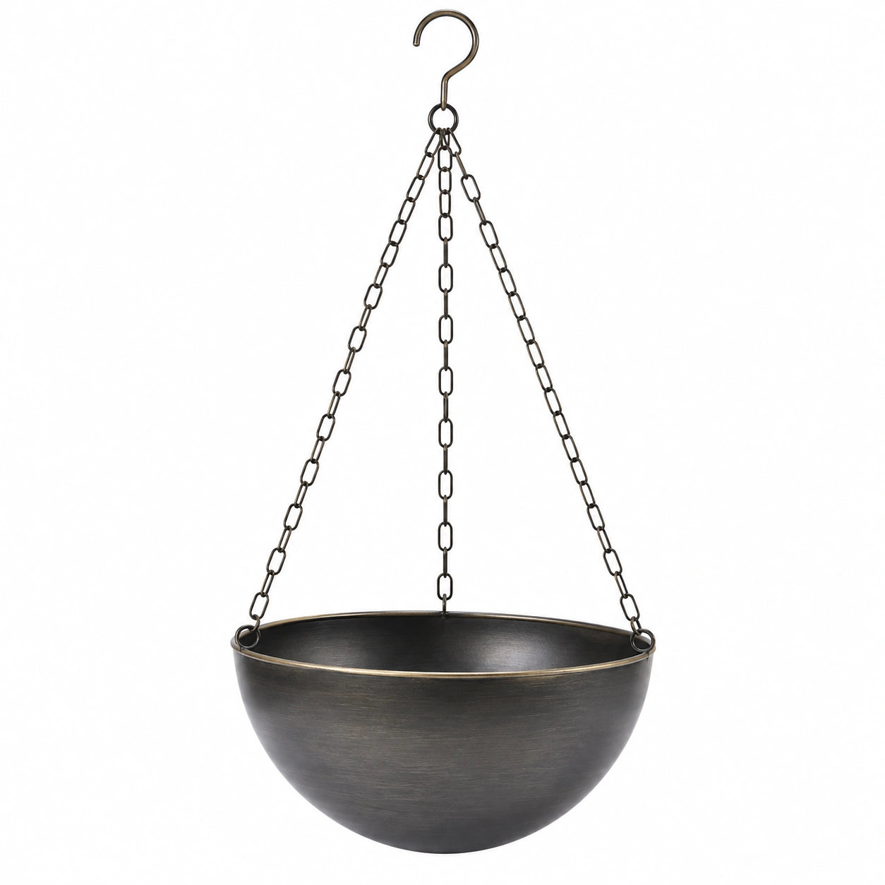 Macetero Colgante de Metal Negro Bronce, 25 cm