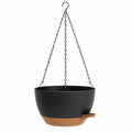 Macetero Colgante Negro con Base Terrazo para Jardinería