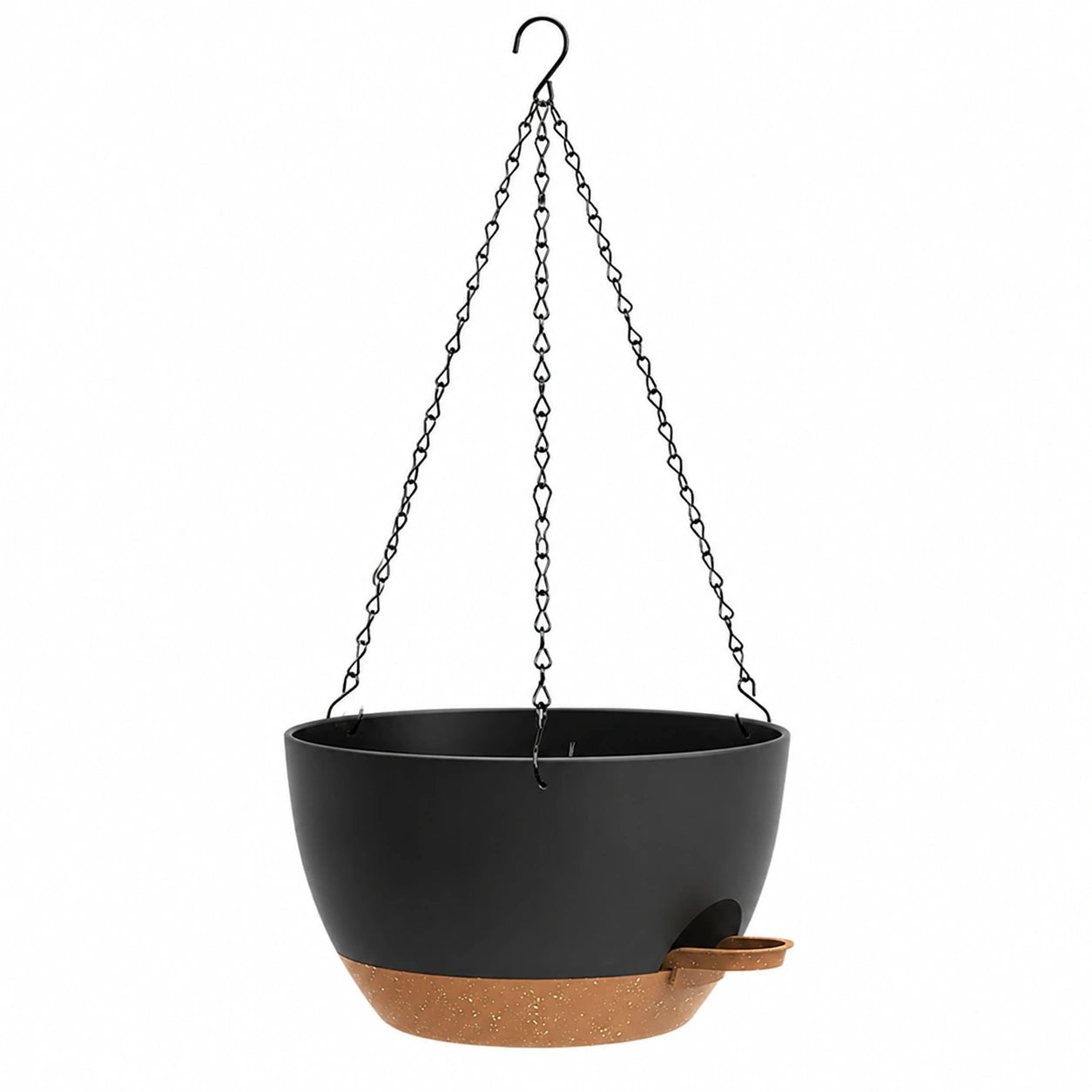 Macetero Colgante Negro con Base Terrazo para Jardinería
