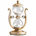 Reloj de arena decorativo dorado con cristales y base ornamental