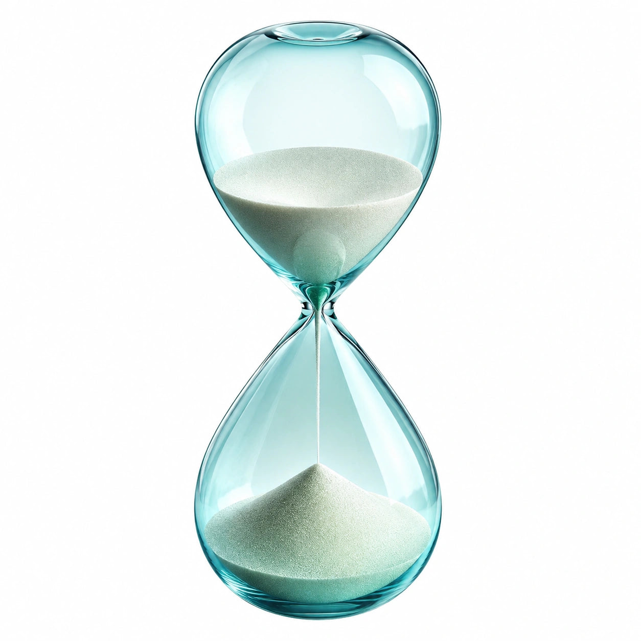 Reloj de Arena de Vidrio Transparente con Arena Blanca, 25 cm, 30 Minutos