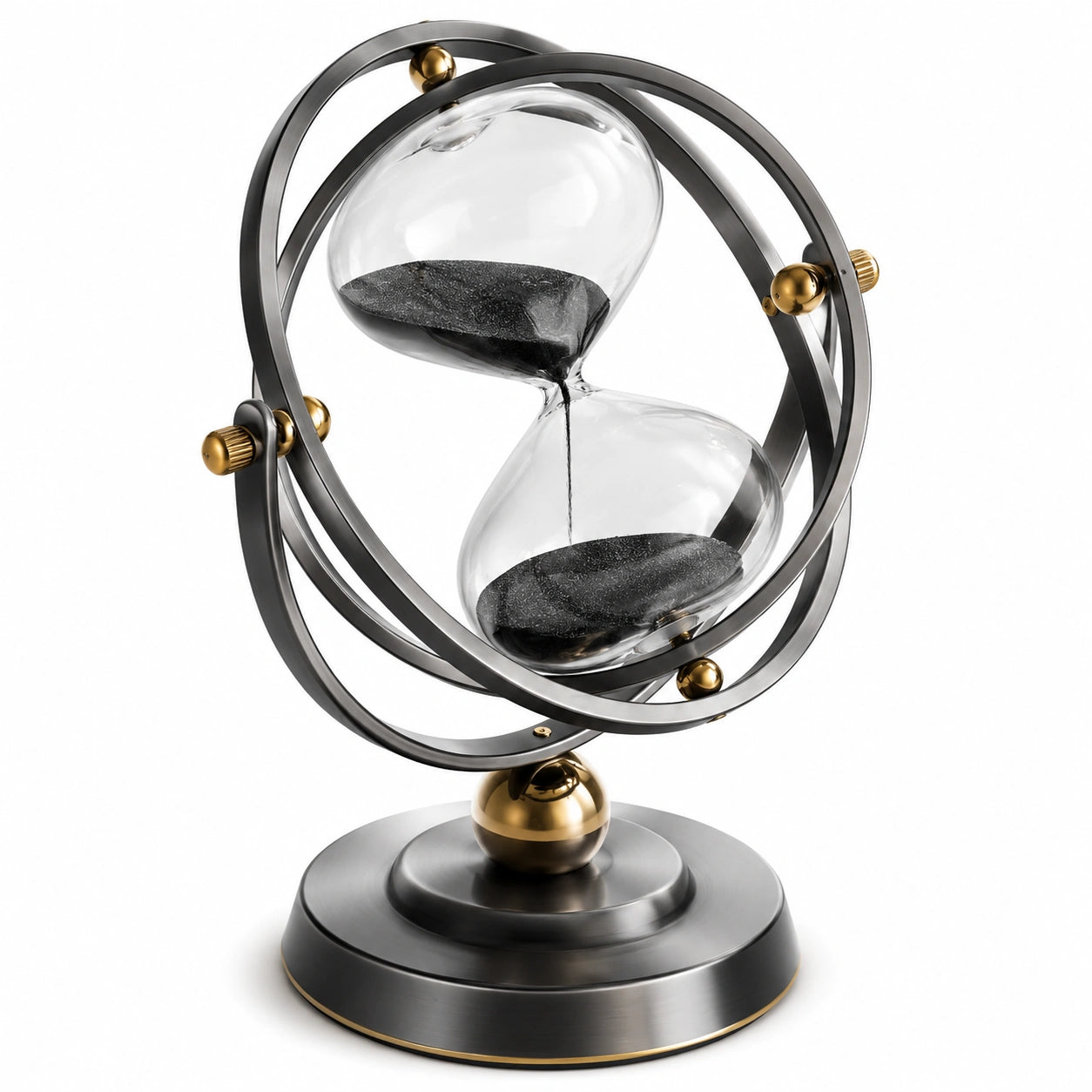 Reloj de Arena Giratorio Moderno Negro y Dorado