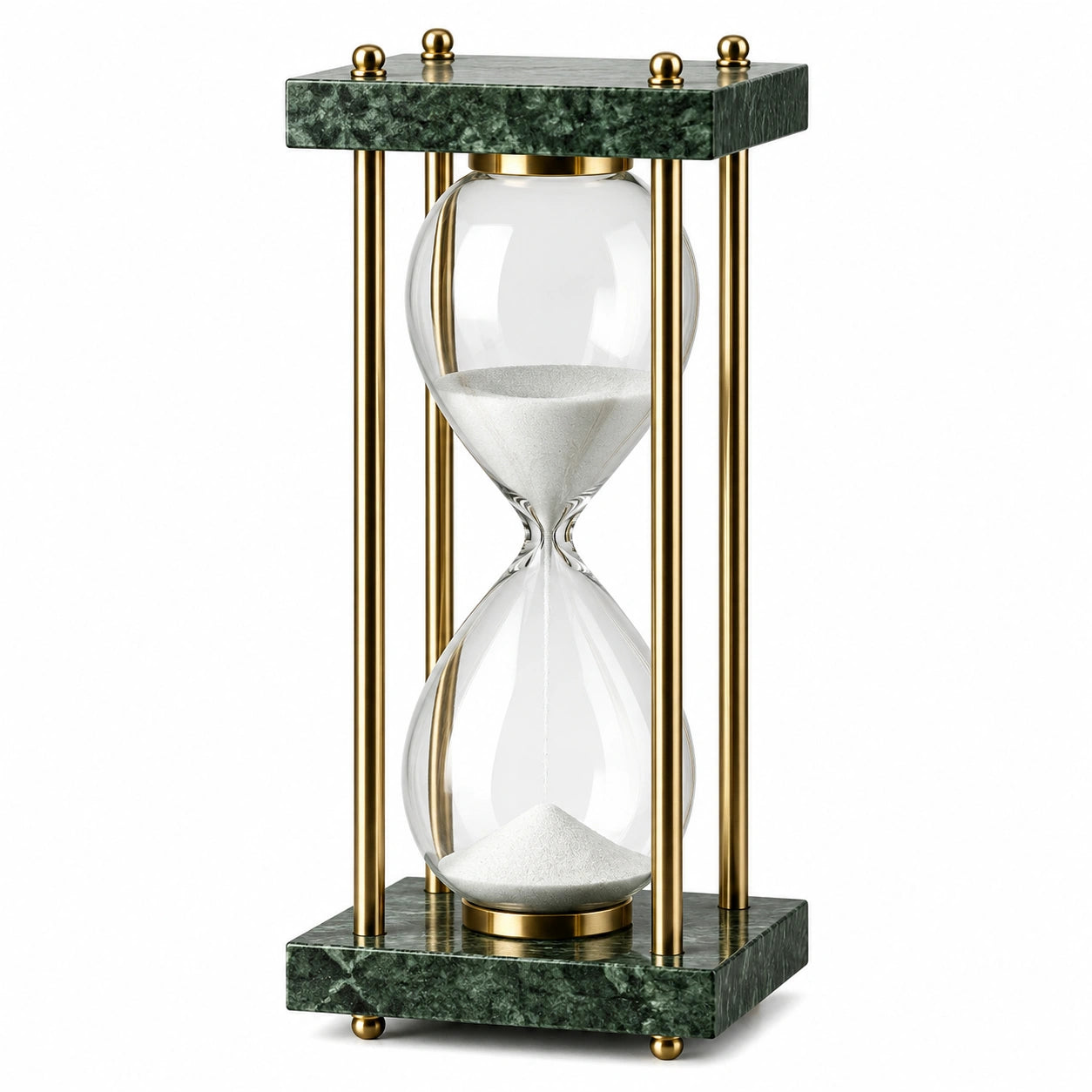 Reloj de Arena Decorativo de Mármoles Verdes y Oro